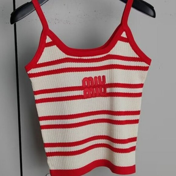 Miu Miu  Women's Red Knit Fashion Sports Vest - Picture 1 of 6